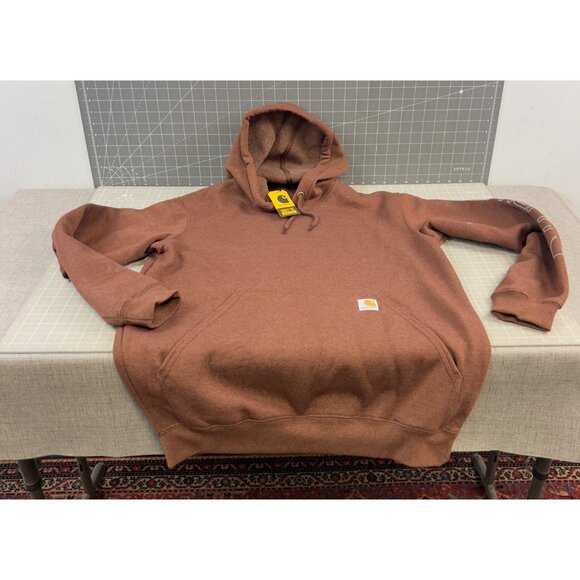 Carhartt Other - Carhartt Mens Loose Fit Midweight Hoodie M Mocha Heather Graphic Sleeve Logo New
